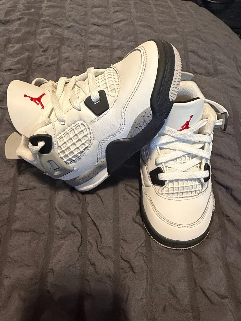 Jordan Kids White and Black Sneakers with Red Jumpman